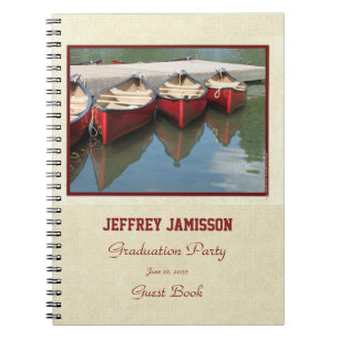 Caderno Espiral festa de formatura Guest Book, Red Canoas Spiral