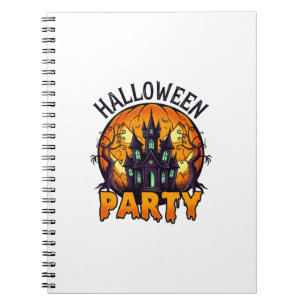 Caderno Espiral Festa de Halloween Casa Assombrada Abóbora Morcego
