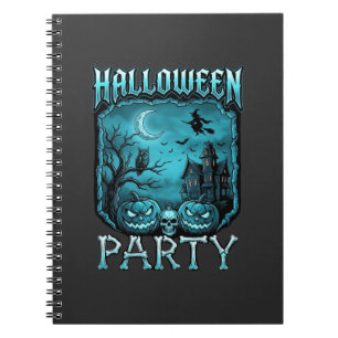 Caderno Espiral Festa de Halloween Casa Assombrada Abóboras Caveir
