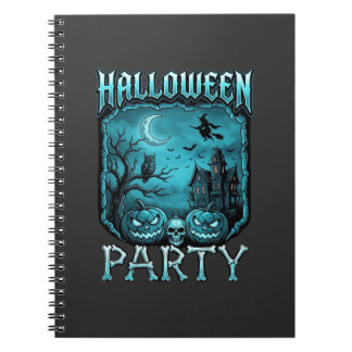 Caderno Espiral Festa de Halloween Casa Assombrada Abóboras Caveir