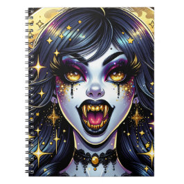 Caderno Espiral Festa de Halloween de Vampiro no Estilo de Quadrin