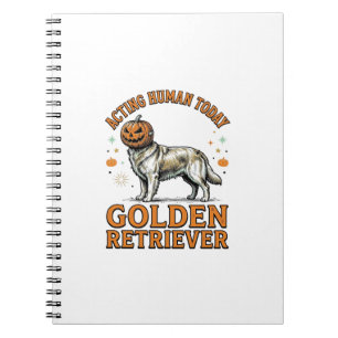 Caderno Espiral Festa de Halloween do Golden Retriever Fantasia de