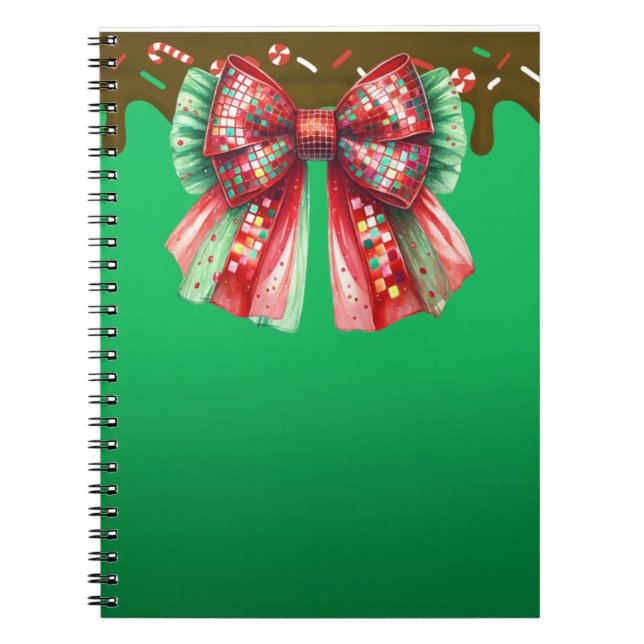 Caderno Espiral Festa de Natal Bling Festivo Feliz Xmas Ligh (Frente)
