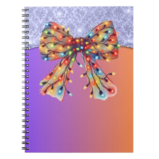 Caderno Espiral Festa de Natal Bling Festivo Feliz Xmas Ligh (Frente)