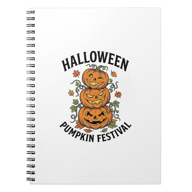Caderno Espiral Festival de Abóbora de Halloween Lanterna de Jack  (Frente)