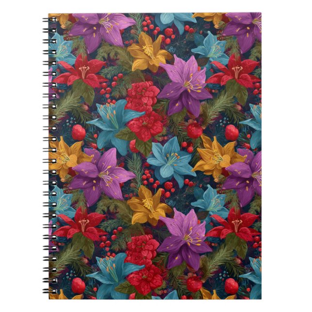 Caderno Espiral Festive Christmas Botanical Pattern (Frente)