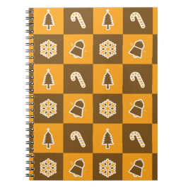 Caderno Espiral Festive Holiday Grid Pattern