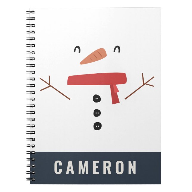 Caderno Espiral festivo engraçado boneco de neve personalizado inf (Frente)
