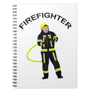 Caderno Espiral Feuerwehrmann no blauer Einsatzkleidung Notizblock