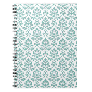 Caderno Espiral Feuille Damask Teal Pattern