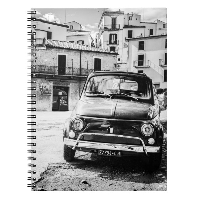 Caderno Espiral Fiat 500, cinquecento em Italia, presente clássico (Frente)