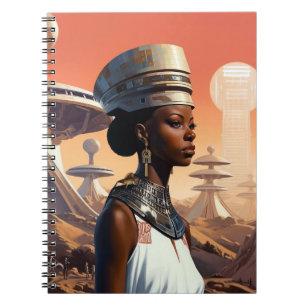 Caderno Espiral Ficção científica afrofuturista rainha futurística