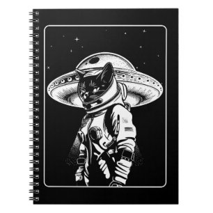 Caderno Espiral Ficção Científica OVNI Alien Astronauta Gato