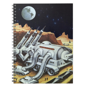 Caderno Espiral Ficção científica retrô, Estação Espacial na Lua
