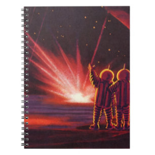Caderno Espiral Ficção Científica Vintage Alien Explosão do Planet