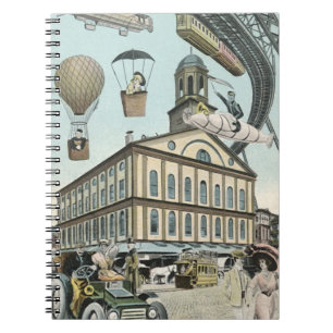 Caderno Espiral Ficção científica vintage, cidade vitoriana de ste