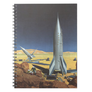 Caderno Espiral Ficção científica vintage Planeta do deserto com f