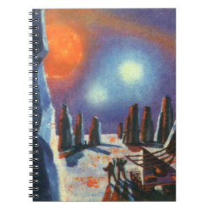 Caderno Espiral Ficção científica vintage planeta estrangeiro com