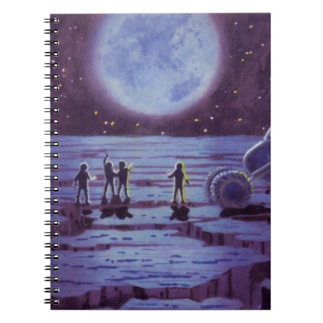 Caderno Espiral Ficção Científica Vintage Veículo Espacial Alieníg (Frente)
