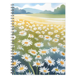 Caderno Espiral Field of Daisies | Flower Meadow Floral Painting 