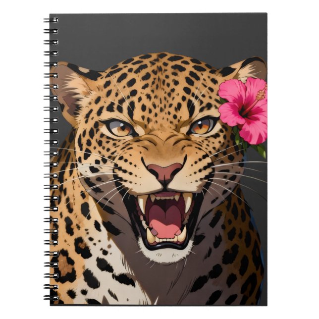 Caderno Espiral Fierce Leopard Pink Flower Notebook (Frente)