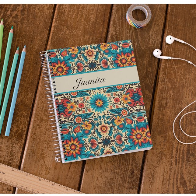 Caderno Espiral Fiesta Blooms, personalizável (Criador carregado)