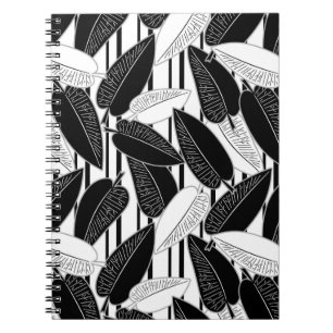 Caderno Espiral Fígado preto moderno deixa impressão abstrato