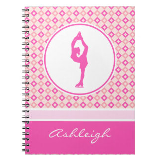 Caderno Espiral Figura Checkered cor-de-rosa patinador dos