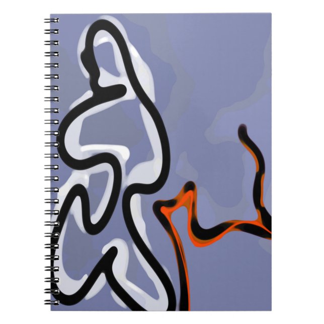 Caderno Espiral Figura com Feline: Abstrato azul, laranja, B e W (Frente)