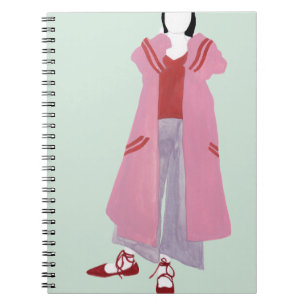 Caderno Espiral Figura da moda em pé - Jaqueta sobredimensionada