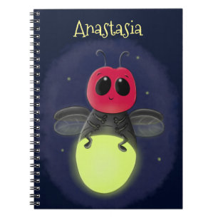 Caderno Espiral Figura de desenho animado com inseto de raio