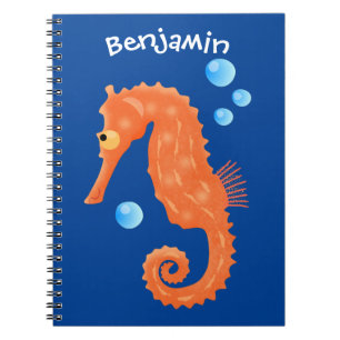 Caderno Espiral Figura de desenho animado das bolhas de laranja-ac