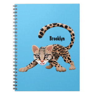 Caderno Espiral Figura de desenho animado de ocelot bonito