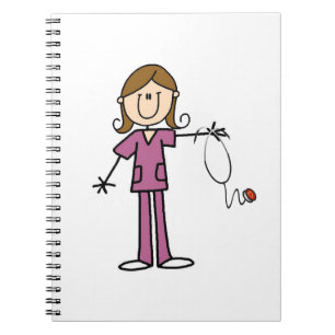 Caderno Espiral Figura fêmea enfermeira da vara do cabelo de Brow