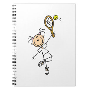 Caderno Espiral Figura fêmea jogador de ténis da vara