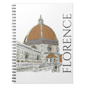 Caderno Espiral Figura Florence Italys Duomo Caneta e Tinta