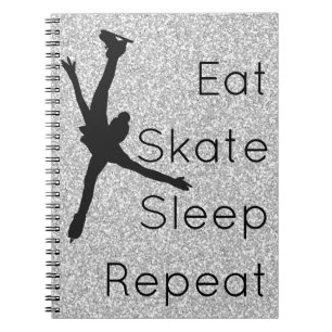 Caderno Espiral Figura no notebook de patinação - Skate de prata