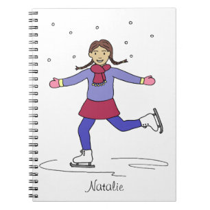Caderno Espiral Figura patinador da menina do patinagem no gelo