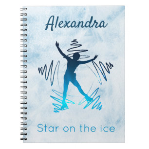 Caderno Espiral Figura patinando estrela de notebook em azul-gelo