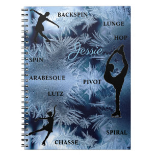 Caderno Espiral Figura Patinando Notebook de Tipografia Congelada