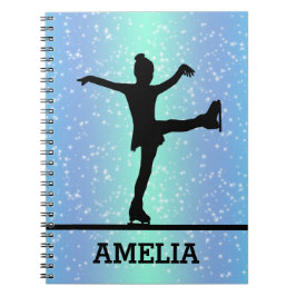 Caderno Espiral Figura Skating Girl Sparkle Nome personalizado