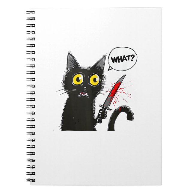 Caderno Espiral Figurino de Halloween de Gato Negro Que Gato Engra (Frente)