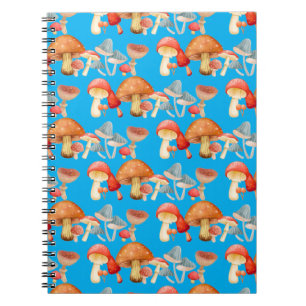 Caderno Espiral Fila de Cute Mushroom Fungi Lover Mycology