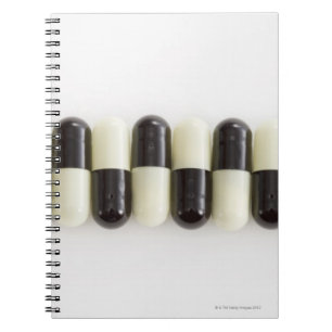 Caderno Espiral Fileira de comprimidos preto e branco
