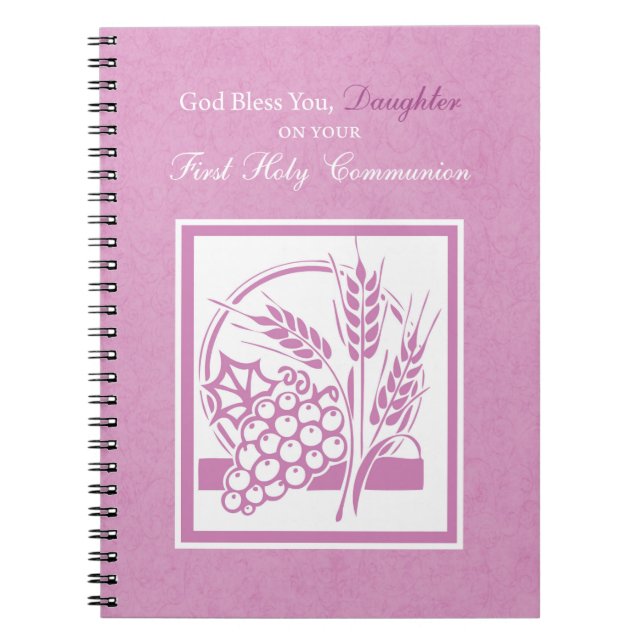 Caderno Espiral Filha Primeira Comunhão, Rosa (Frente)