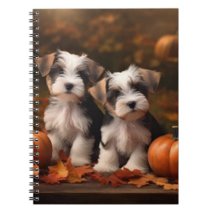 Caderno Espiral Filhote de Biewer Terrier Outono Prazer Abóbora