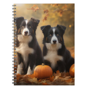 Caderno Espiral Filhote de Border Collie Delícia de Outono Abóbora