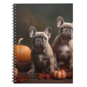Caderno Espiral Filhote de Bulldog Francês Delícia de Outono Abóbo