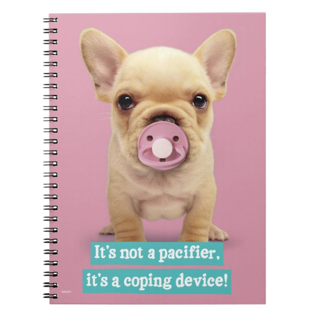 Caderno Espiral Filhote de cachorro bonito com Pacifier (Frente)
