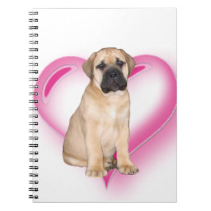 Caderno Espiral Filhote de cachorro de Bullmastiff do coração